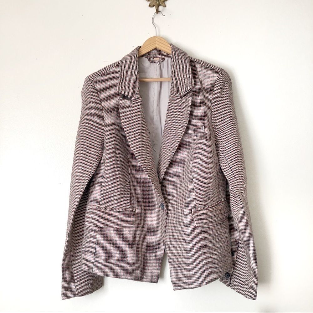 New Free People Chess Linen business Blazer in Garnet NWT 100% Linen Medium